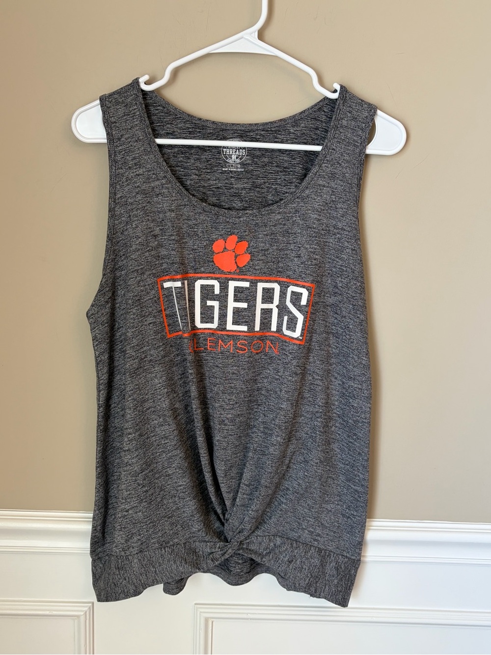 Rivalry Threads Gray and Orange Clemson Tigers Twist-Hem Tank, Large, Gameday